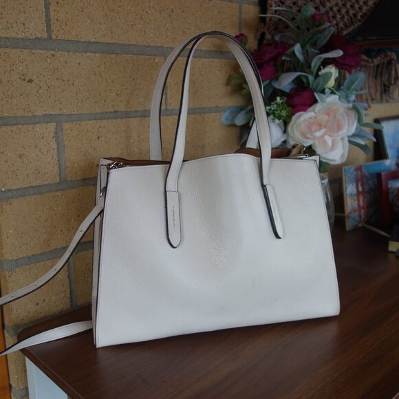 Coach Charlie Carryall tote Chalk color EUC with Coach Gold zip card case - Picture 4 of 16